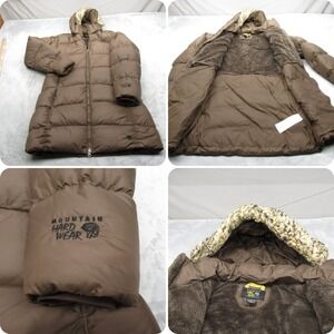 Mountain Hardwear Down Jacket Women Medium Brown Parka Fur Hood Puffer Thick